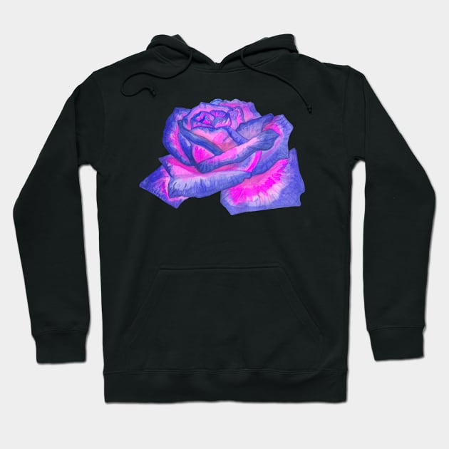 Watercolor violet rose Hoodie by deadblackpony